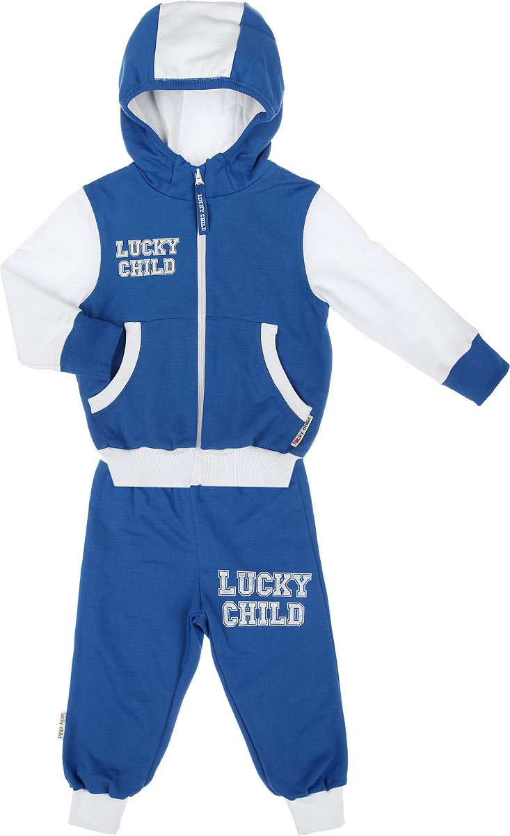 заказать и купить Спортивный костюм детский Lucky Child, цвет: синий, белый. 8-4. Размер 68/74, 3-6 месяцев