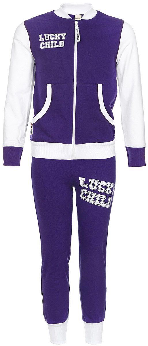 заказать и купить Спортивный костюм детский Lucky Child, цвет: фиолетовый, белый. 8-2. Размер 74/80, 6-9 месяцев