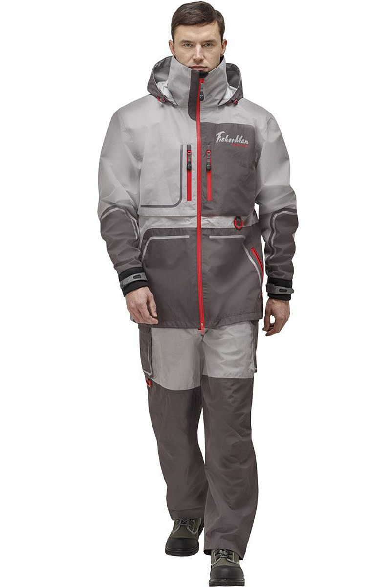 заказать и купить Куртка рыболовная мужская FisherMan Nova Tour Коаст Prime, цвет: серый, красный. 95937-55. Размер XS (46)